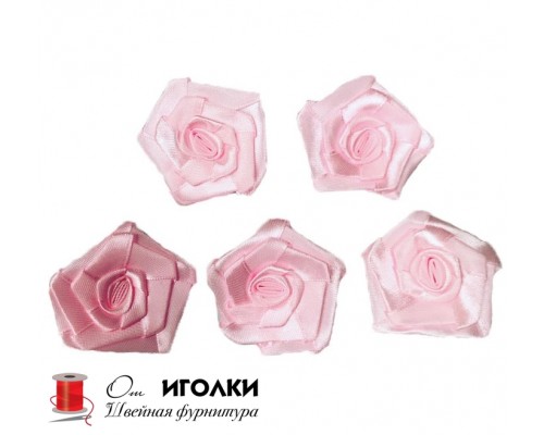 Цветы атласные разм.4,5х4,5 см. арт.0742 цв.розовый уп.100 шт.