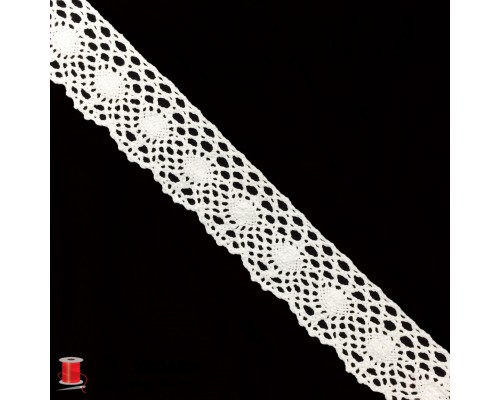 Кружево вязаное хлопковое шир.4,5 см арт.5048-2 цв.белый уп.91 м