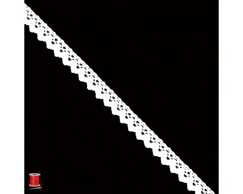 Кружево вязаное хлопковое шир.1,7 см арт.5602-8-1 цв.белый уп.91 м