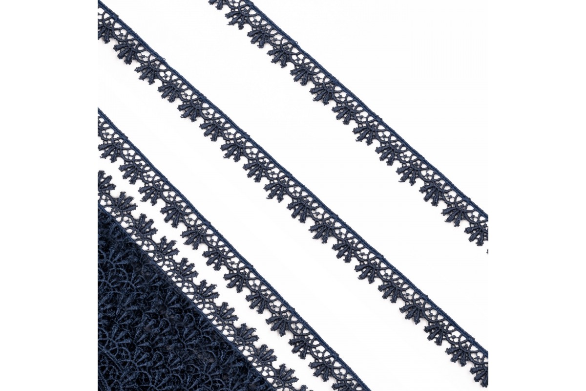 Кружево плетеное шир.16 мм. арт.4003-3 цв.темно-синий уп.12 м.